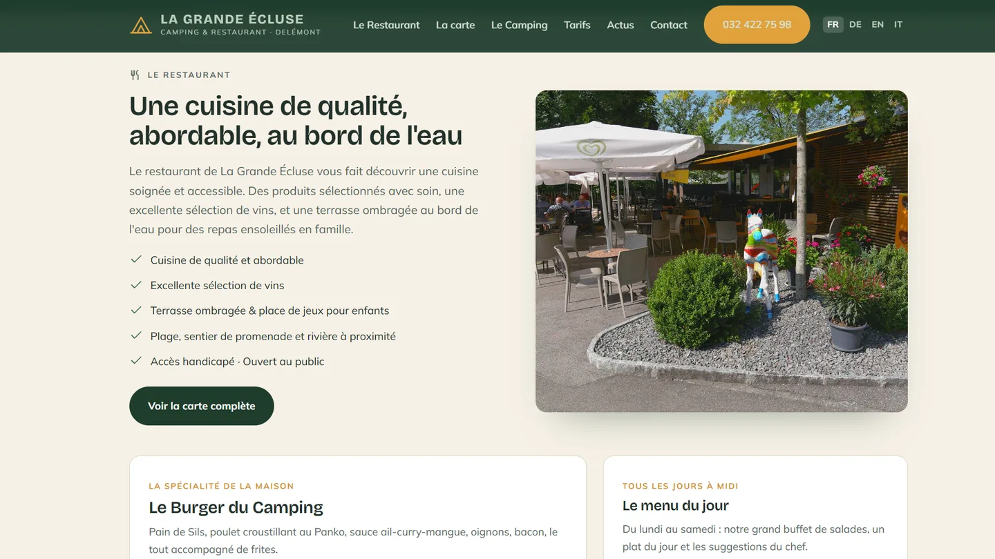 Aperçu du site campingdelemont.ch